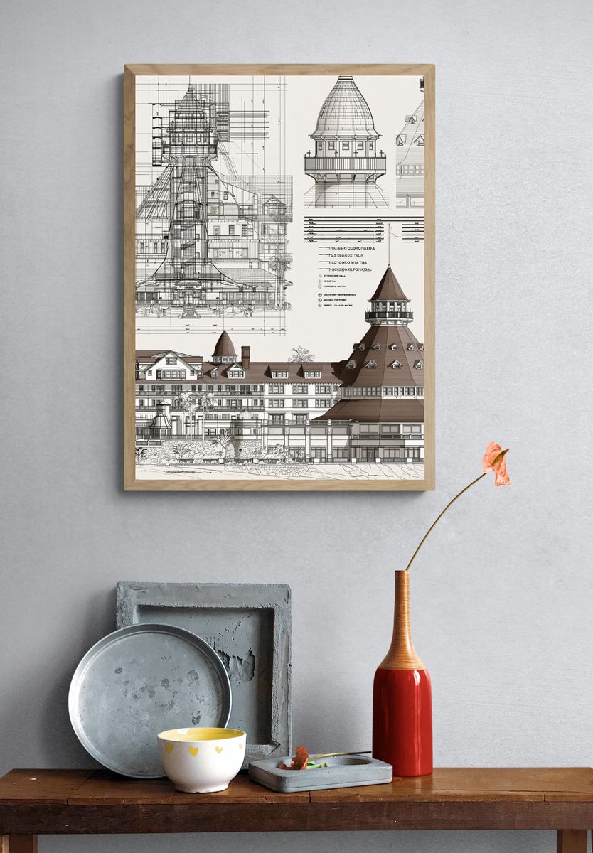 Historic Resort Architecture Print. — room view 3