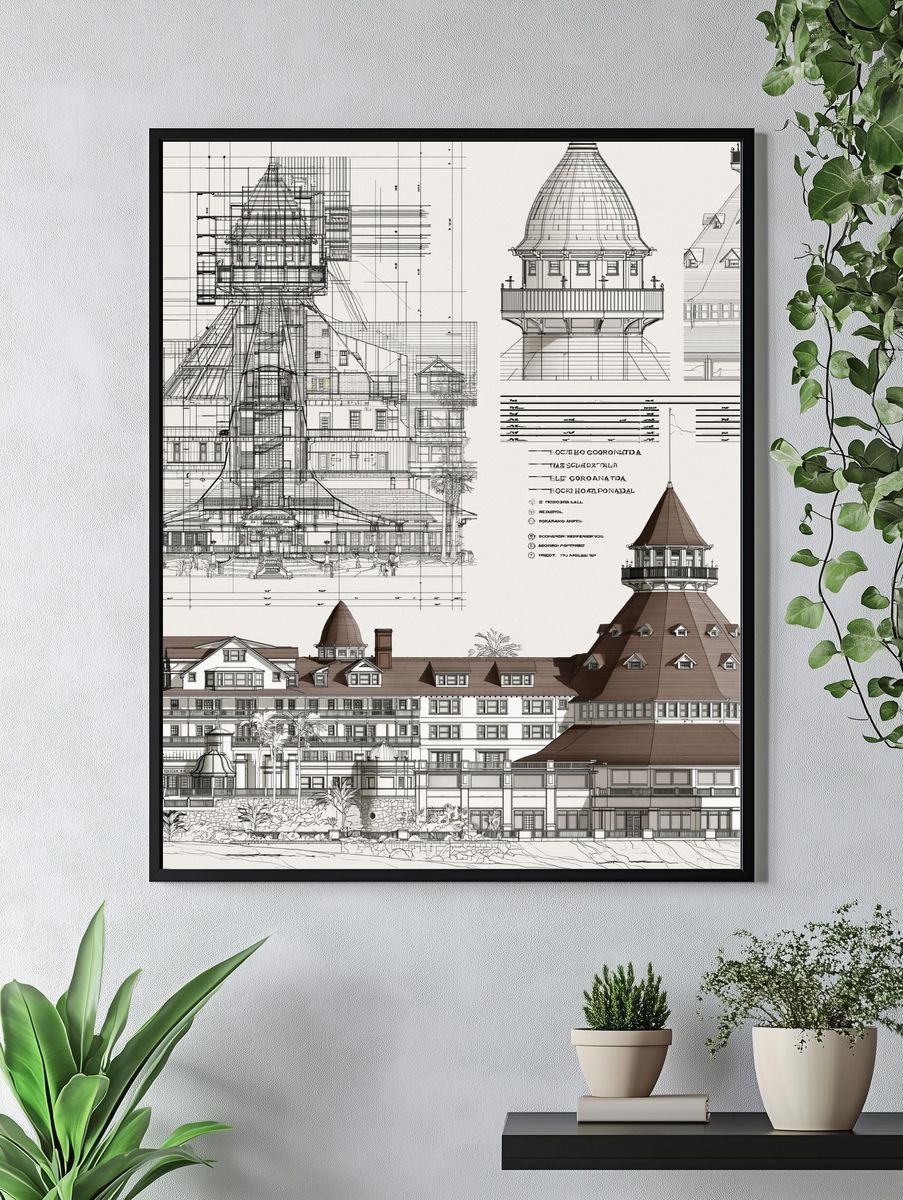 Historic Resort Architecture Print. — room view 4