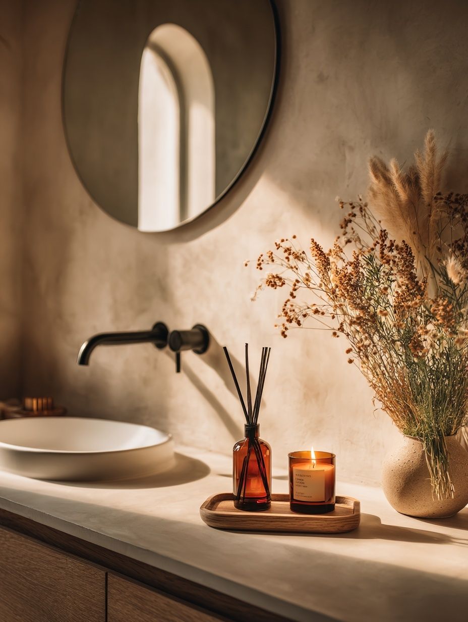 Warm Minimalist Bathroom Interior Print.