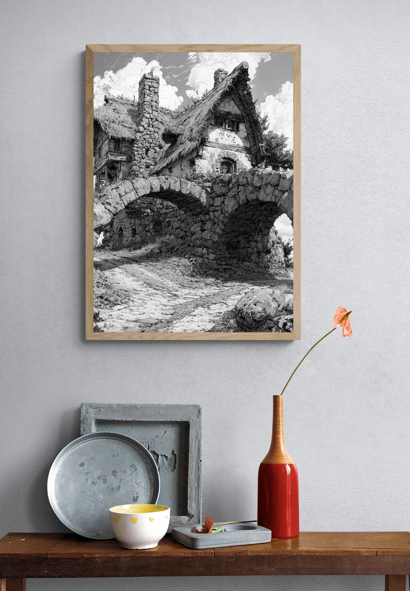 Thatched Stone Cottage Print. — room view 3