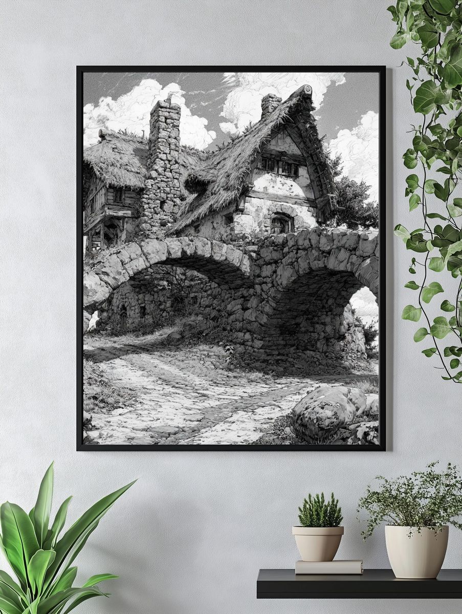Thatched Stone Cottage Print. — room view 4