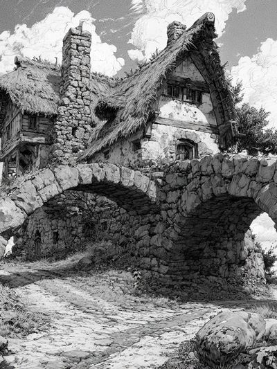 Thatched Stone Cottage Print.