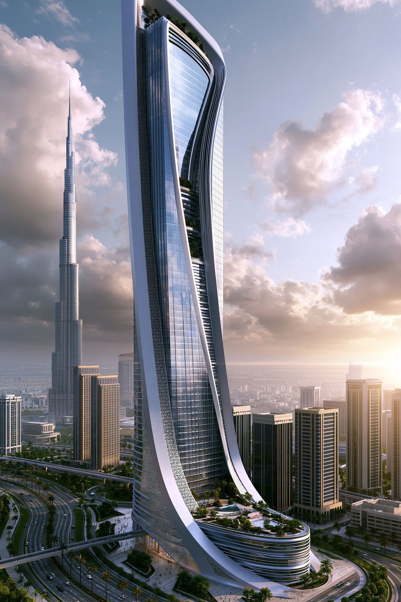 Futuristic Dubai Skyline Architecture Print. poster — architecture art