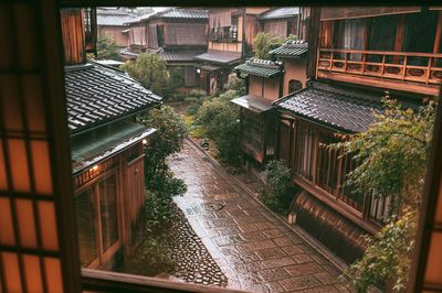 Rainy Kyoto Alley Architecture Print.