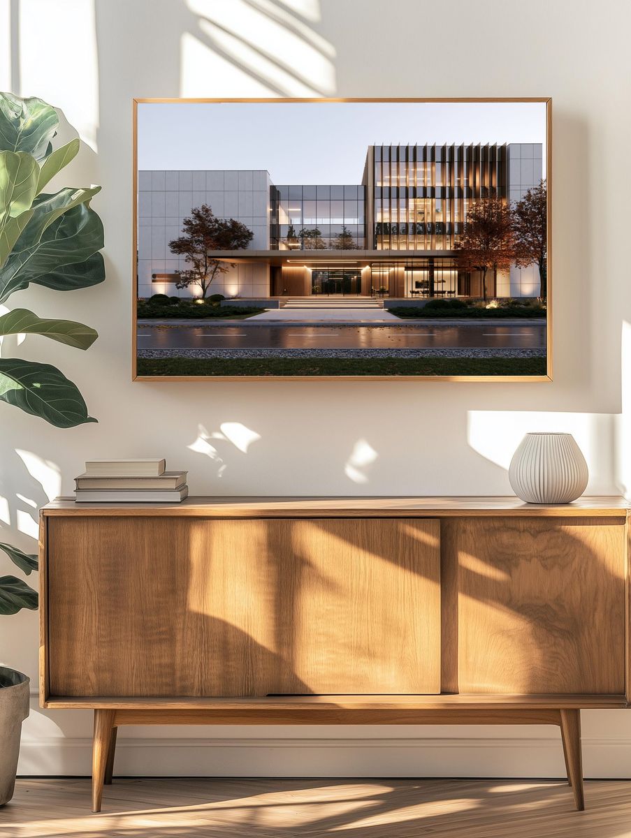 Modern Glass Facade Architecture Poster. — room view 3