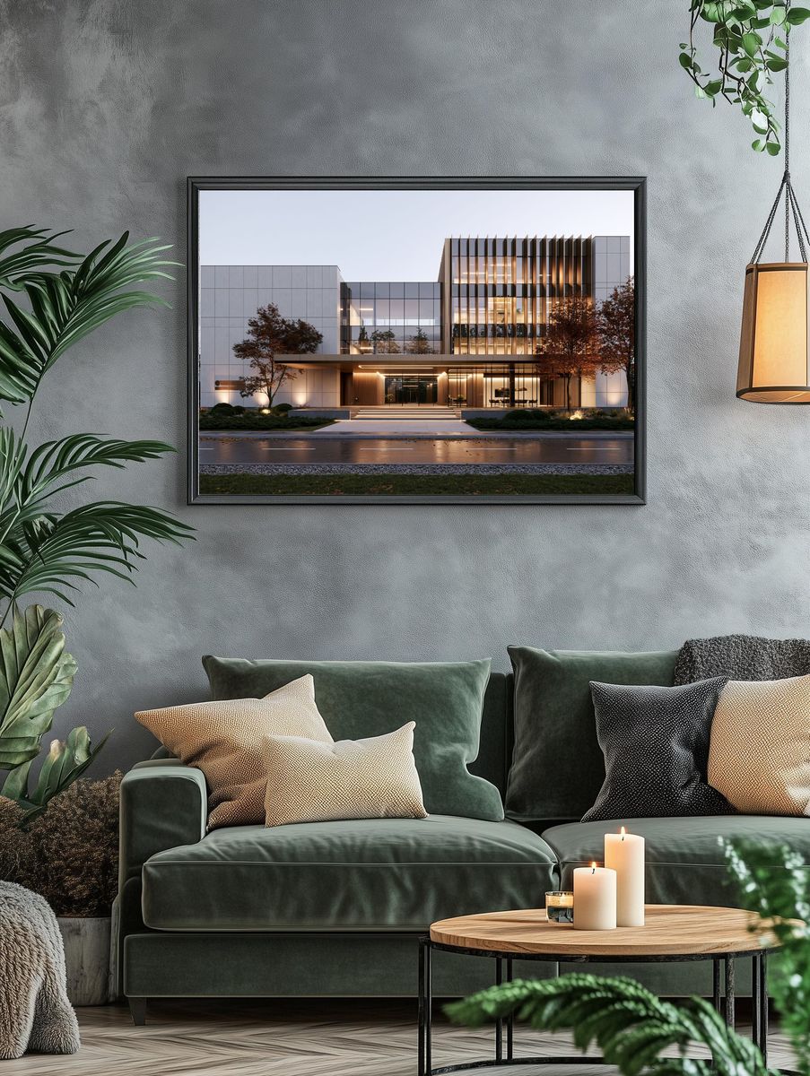 Modern Glass Facade Architecture Poster. — room view 4