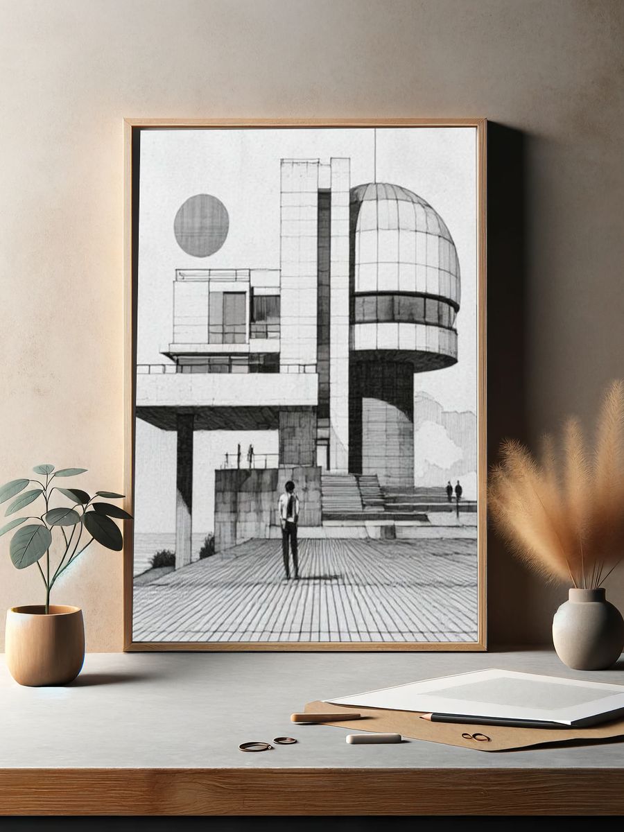 Brutalist Architecture Sketch Poster. — room view 2