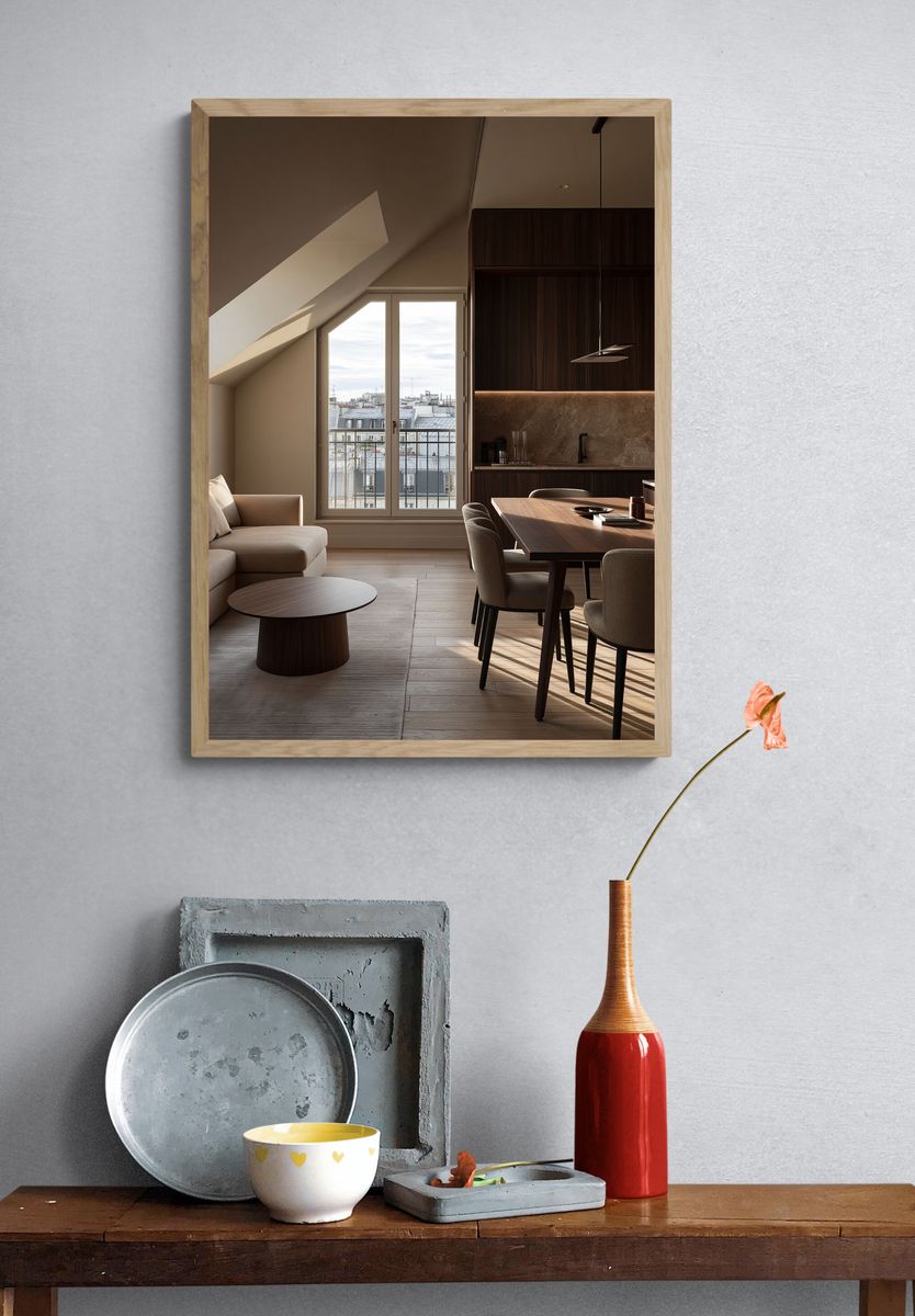 Warm Minimalist Loft Interior Poster. — room view 3