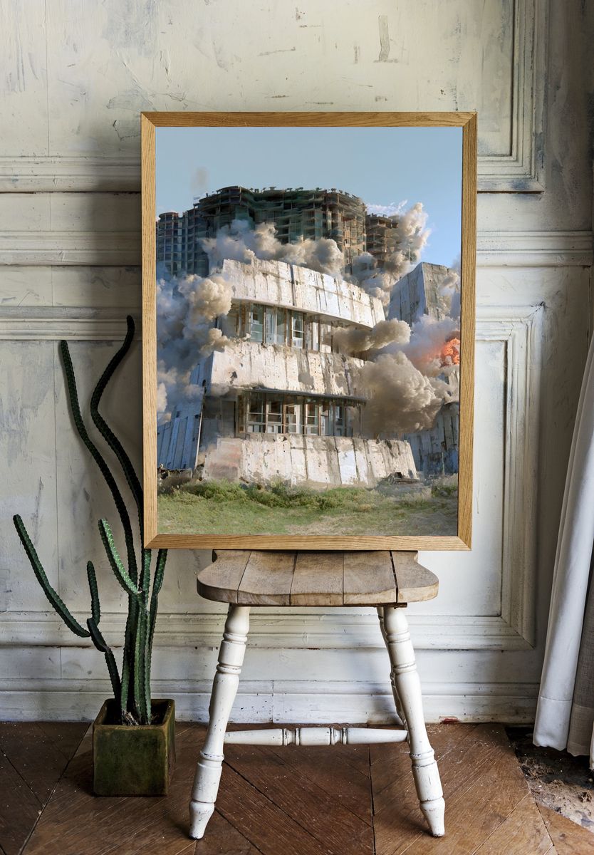 Industrial Building Explosion Poster. — room view 1