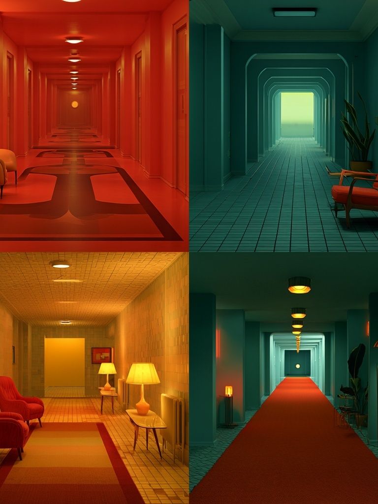 Retro Hallway Interior Poster. poster — architecture art