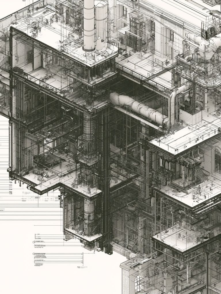 Industrial Blueprint Architecture Print. poster detail