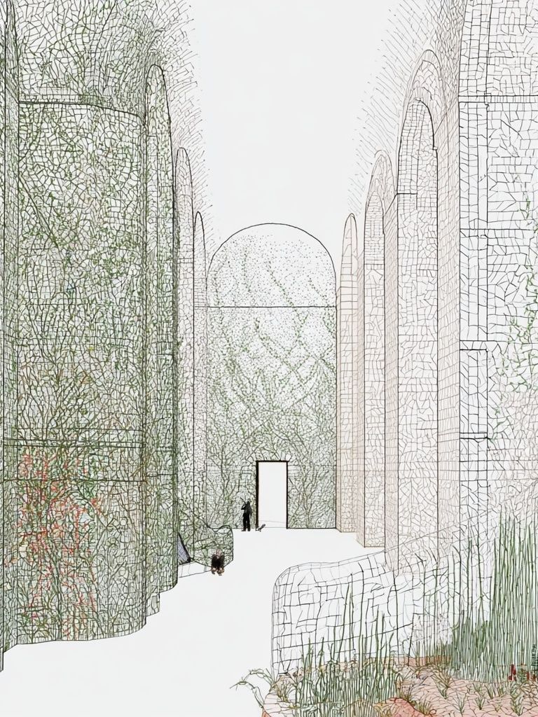 Architectural Mosaic Corridor Print. poster detail