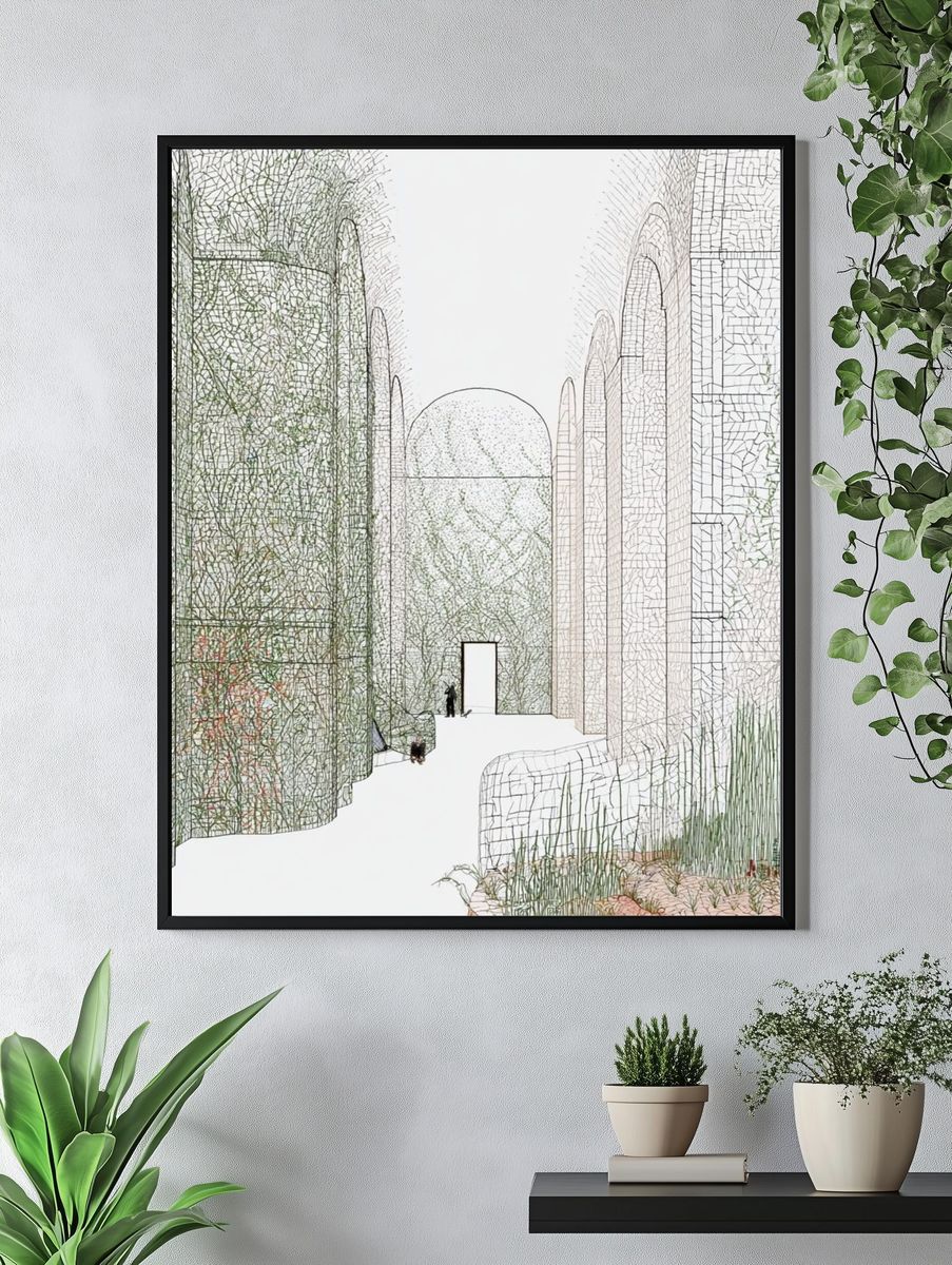 Architectural Mosaic Corridor Print. — room view 4