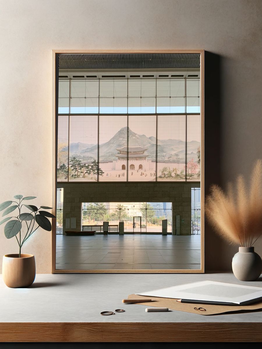 Korean Palace Landscape Print. — room view 2