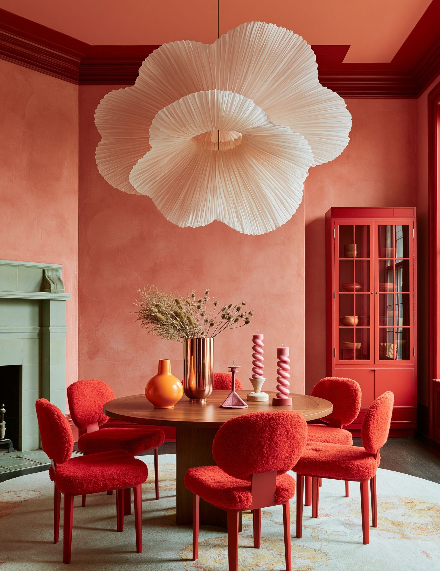 Coral Dining Room Interior Poster. poster — architecture art