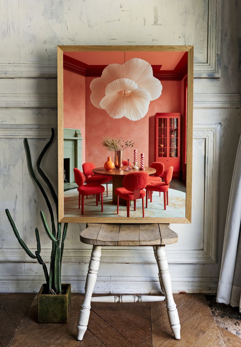 Coral Dining Room Interior Poster. room preview