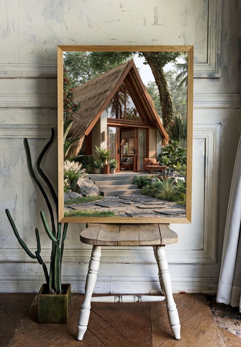 Tropical A-Frame Villa Print. — room view 1