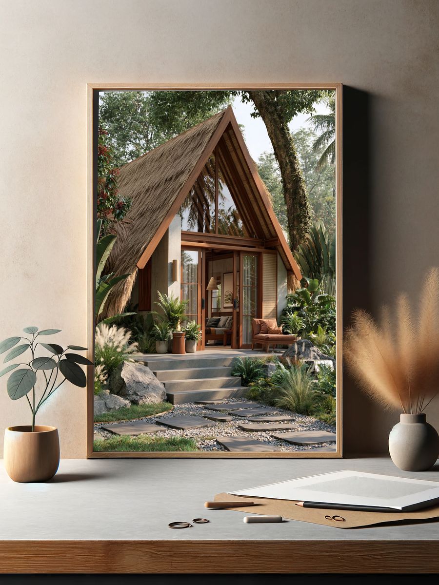 Tropical A-Frame Villa Print. — room view 2