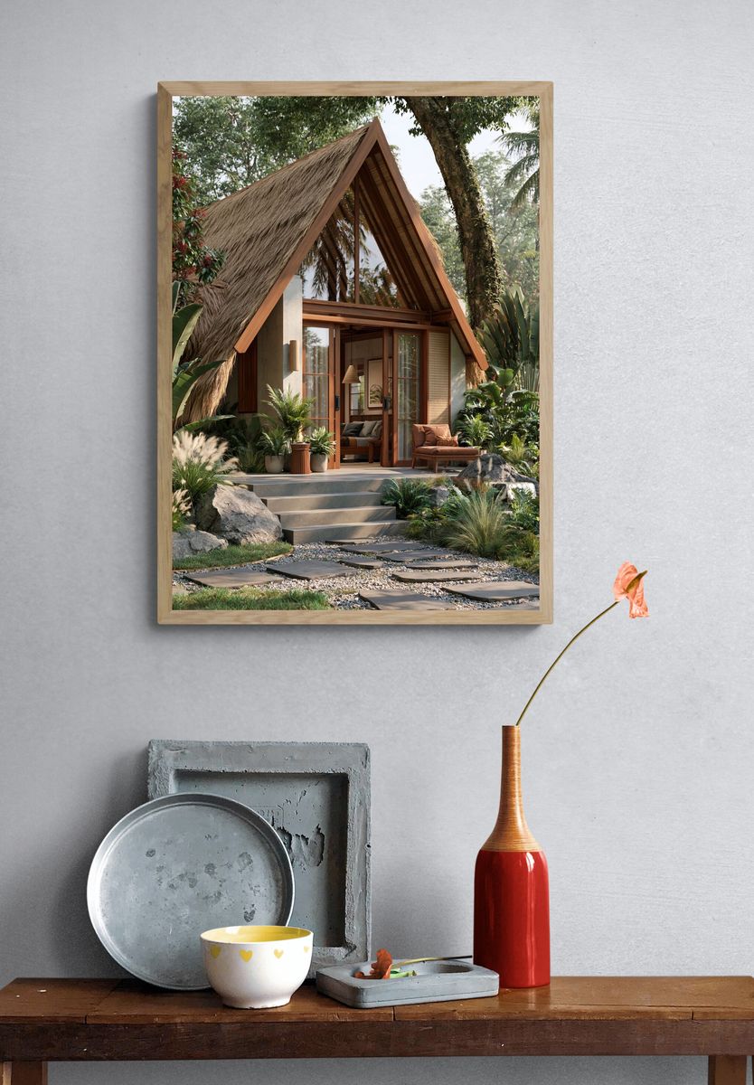 Tropical A-Frame Villa Print. — room view 3