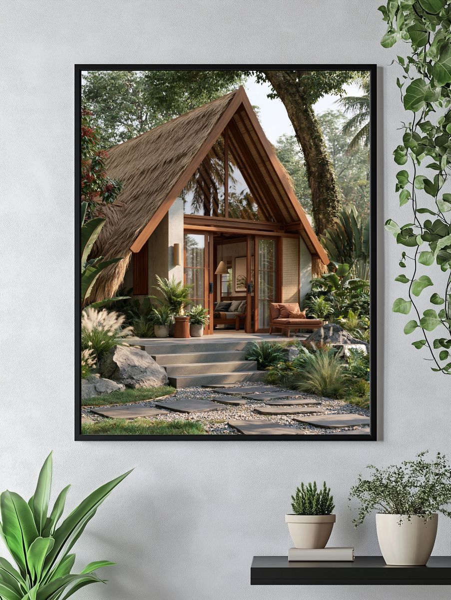 Tropical A-Frame Villa Print. — room view 4