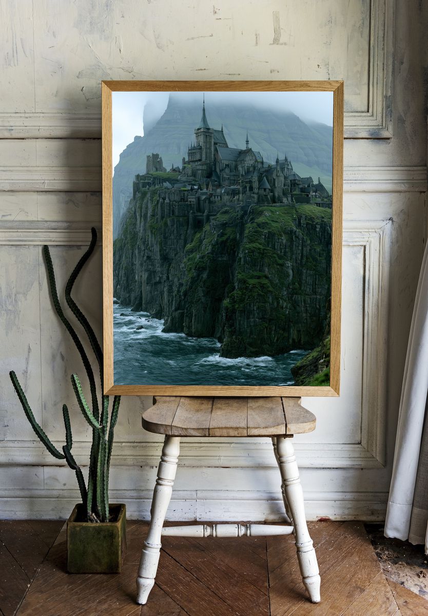 Clifftop Castle in Mist Poster. — room view 1