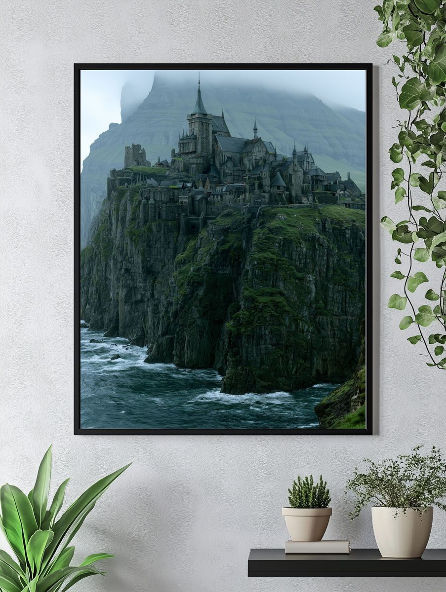Clifftop Castle in Mist Poster. — room view 4