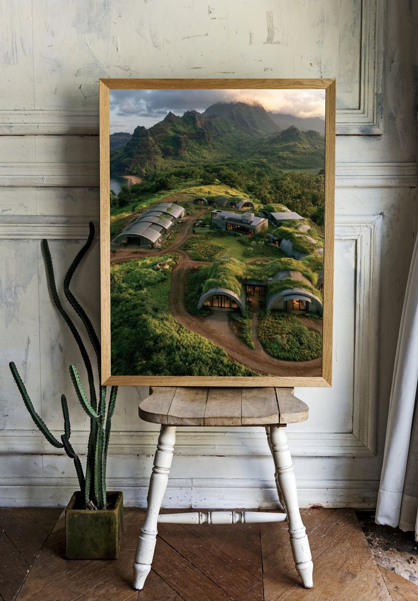 Tropical Eco Resort Landscape Poster. — room view 1
