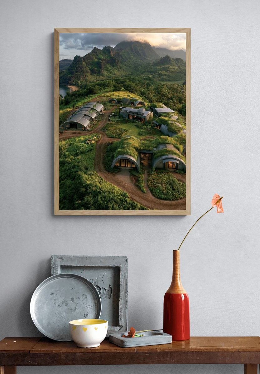 Tropical Eco Resort Landscape Poster. — room view 3