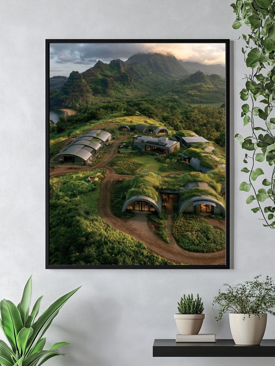 Tropical Eco Resort Landscape Poster. — room view 4