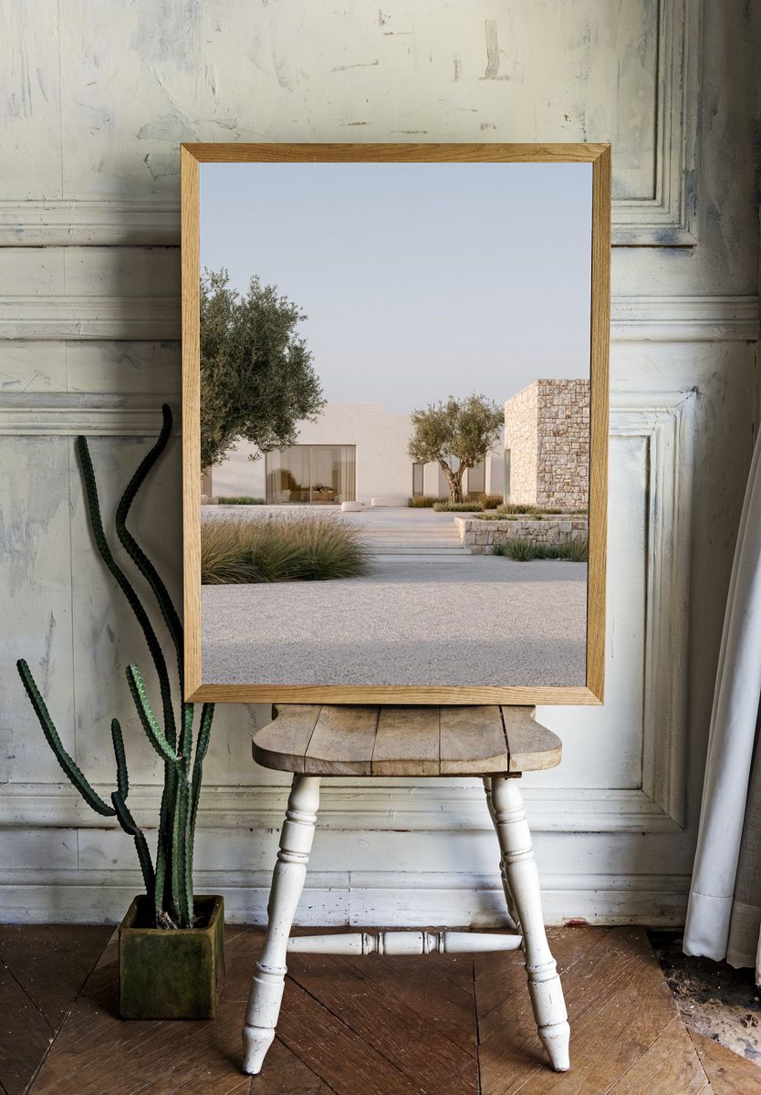 Minimalist Stone Villa Photography Poster. — room view 1