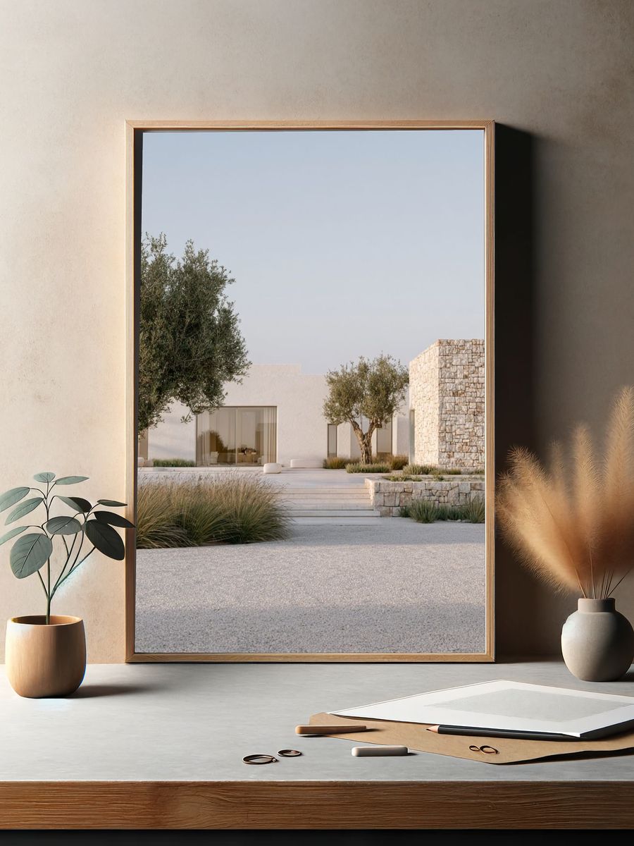 Minimalist Stone Villa Photography Poster. — room view 2