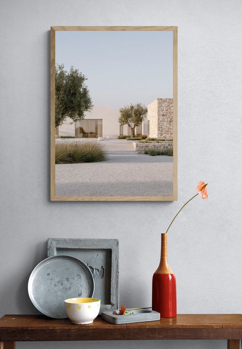 Minimalist Stone Villa Photography Poster. — room view 3