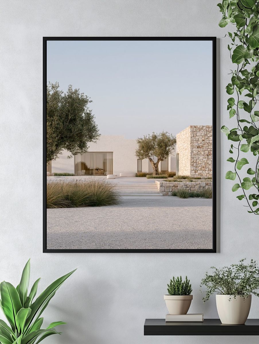 Minimalist Stone Villa Photography Poster. — room view 4