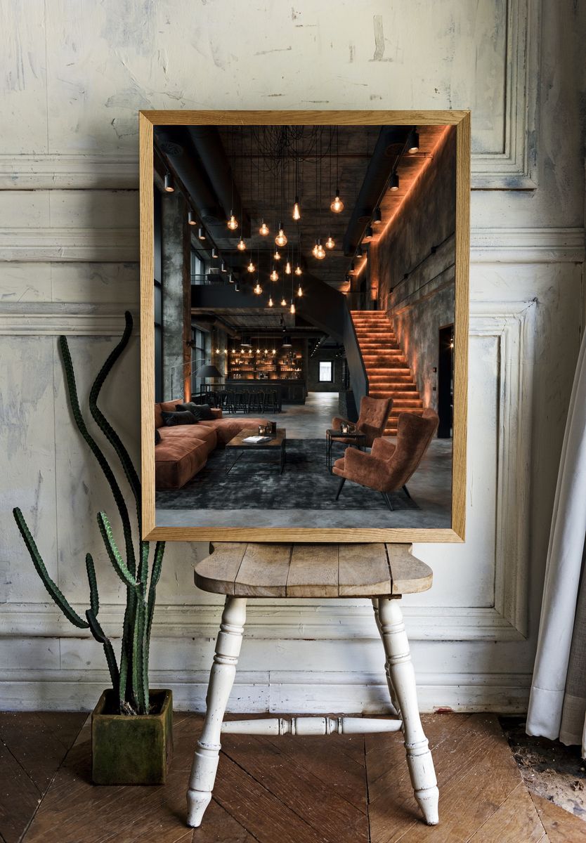 Industrial Loft Interior Photography Poster. — room view 1