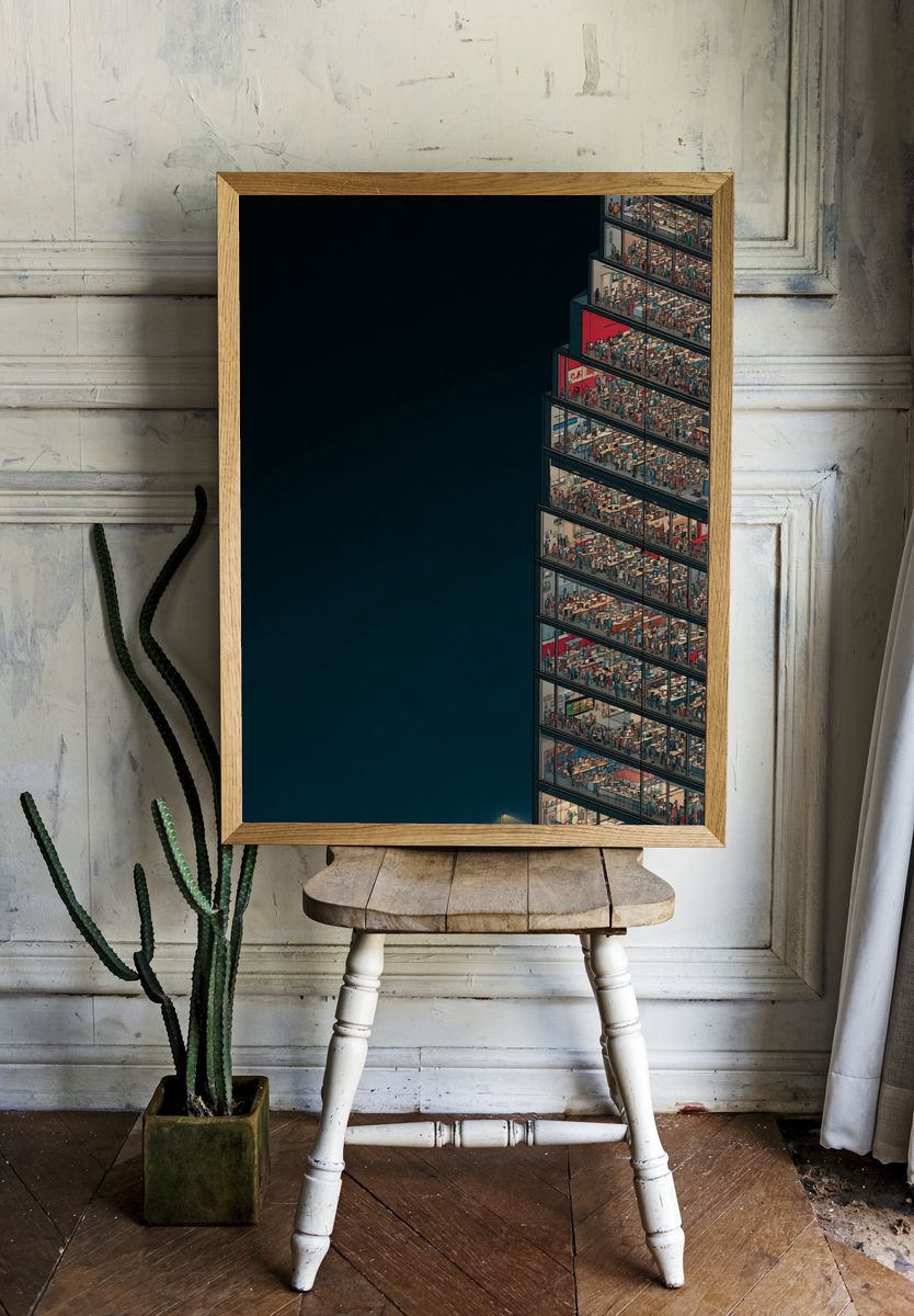 Urban Office Tower Illustration Poster. — room view 1