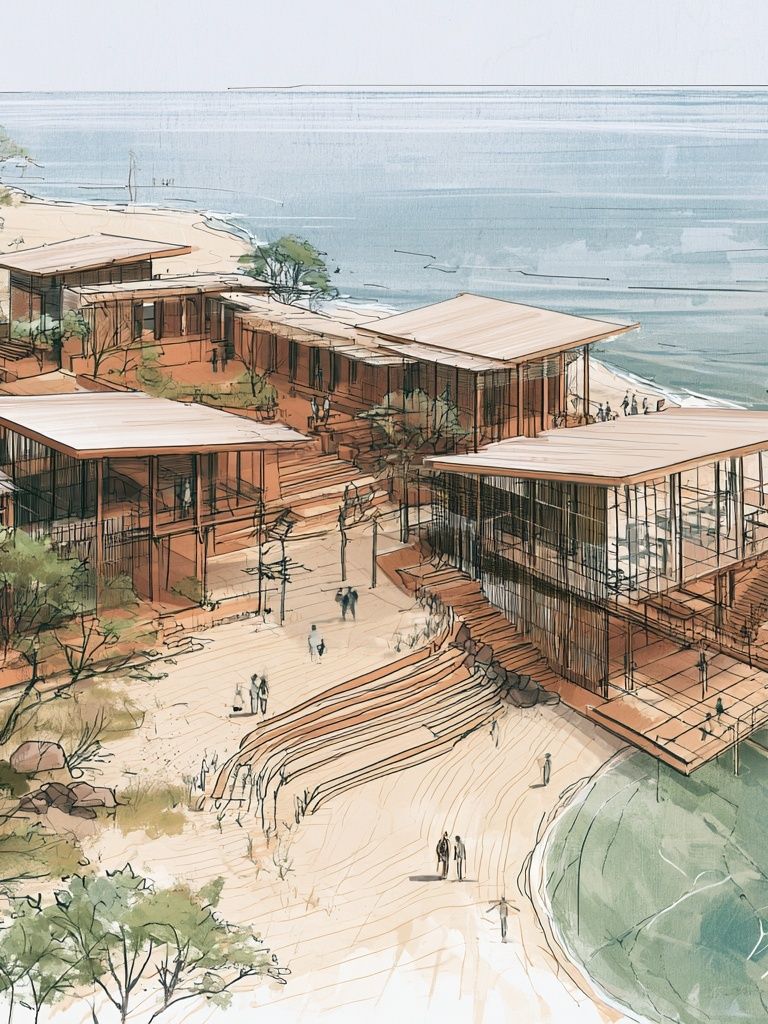Coastal Resort Architecture Print. poster — architecture art