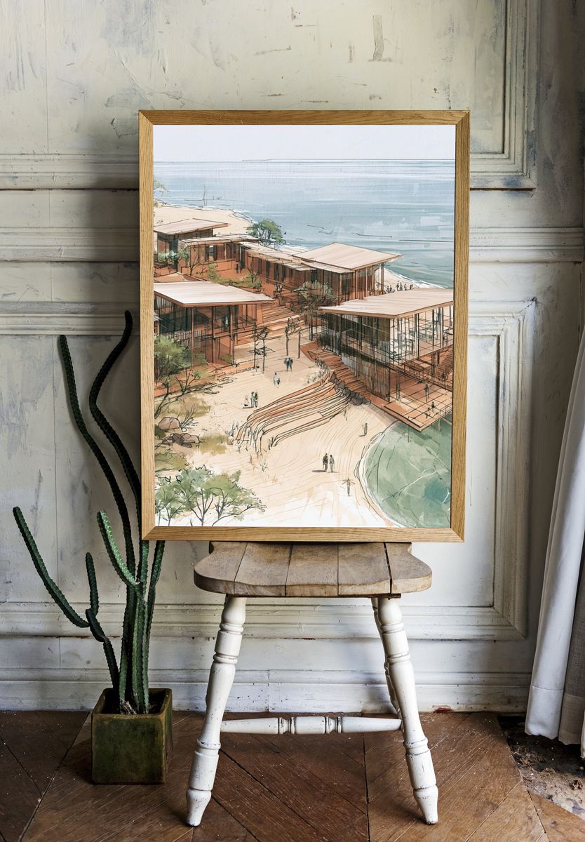 Coastal Resort Architecture Print. — room view 1