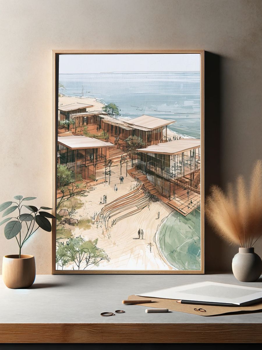 Coastal Resort Architecture Print. — room view 2