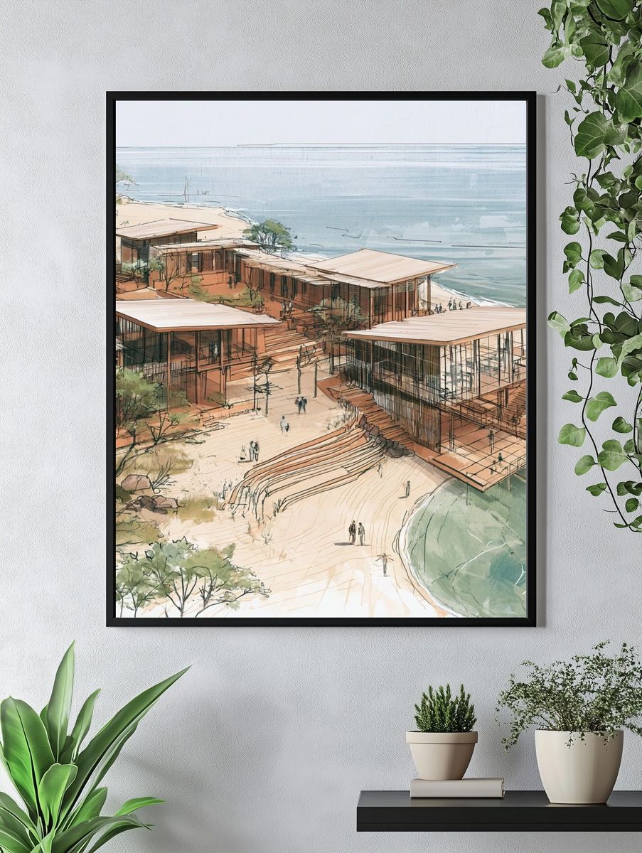 Coastal Resort Architecture Print. — room view 4