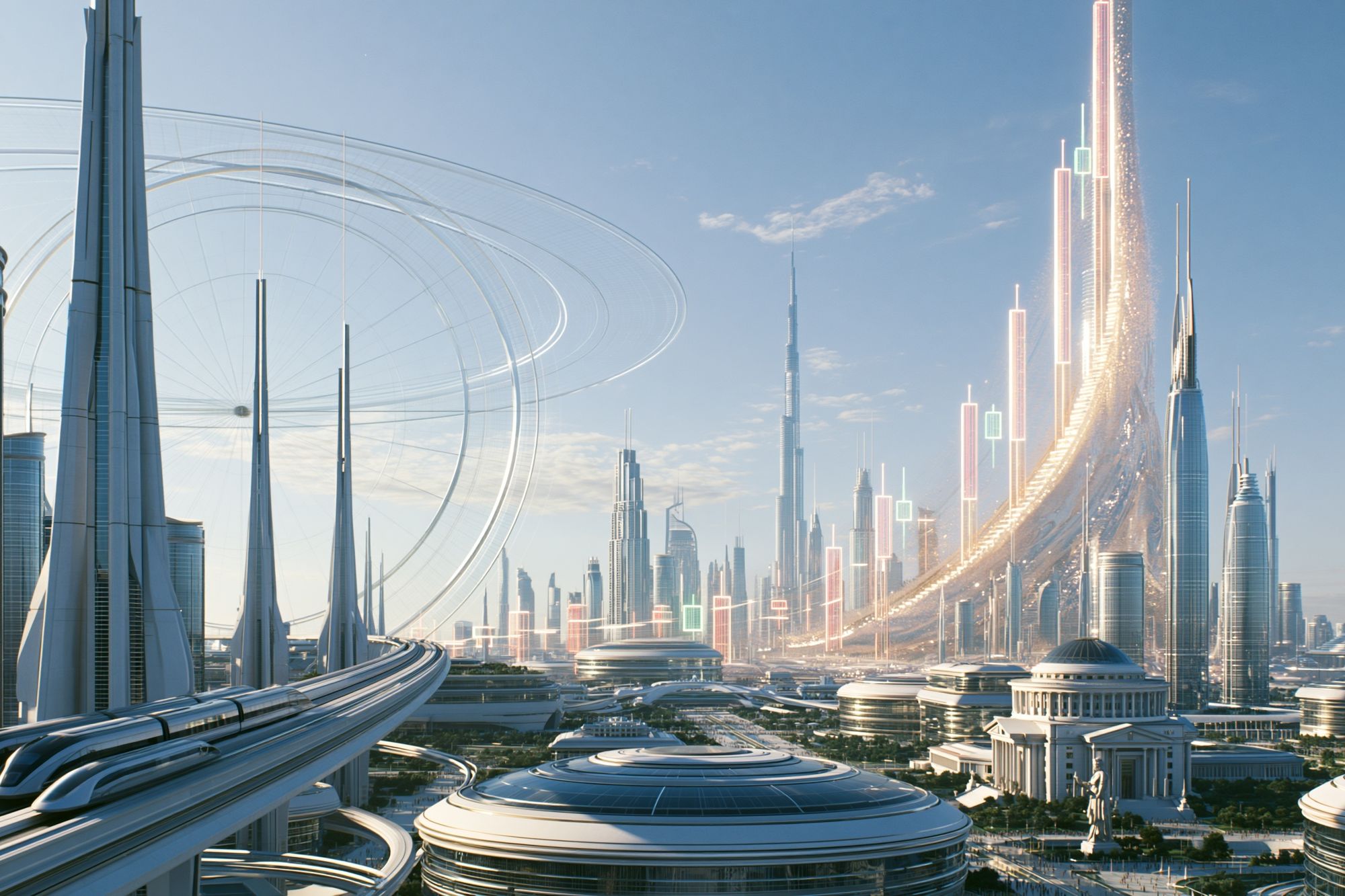 Futuristic Skyline Cityscape Print. poster — architecture art