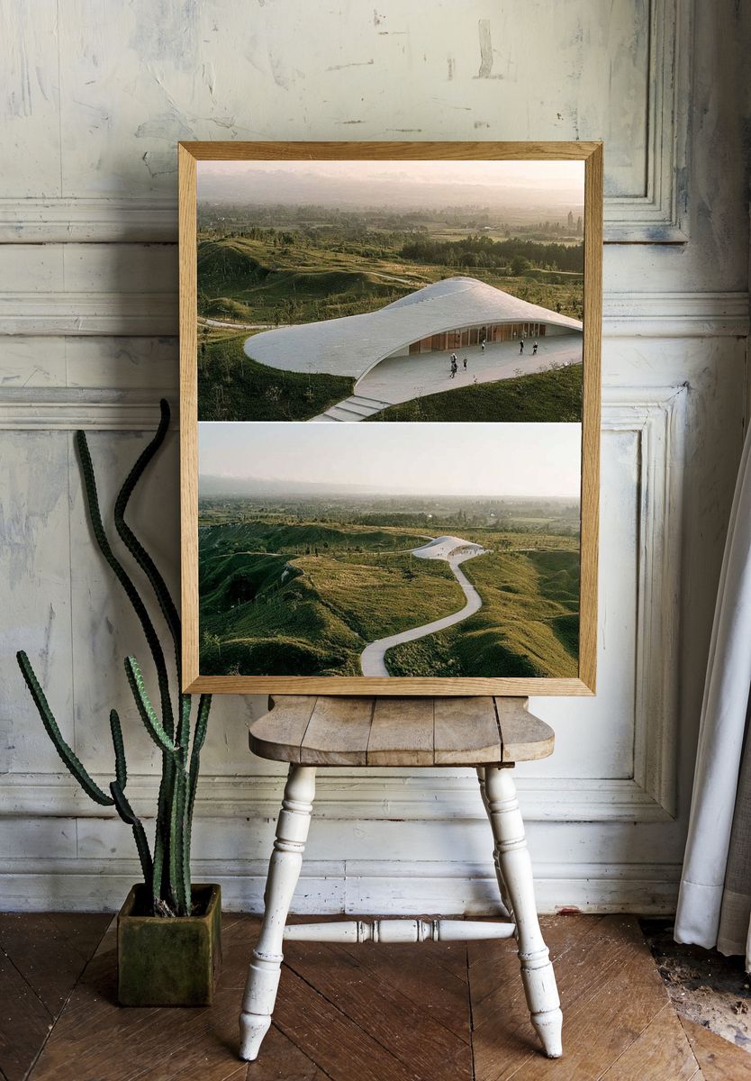 Modern Landscape Pavilion Print. room preview