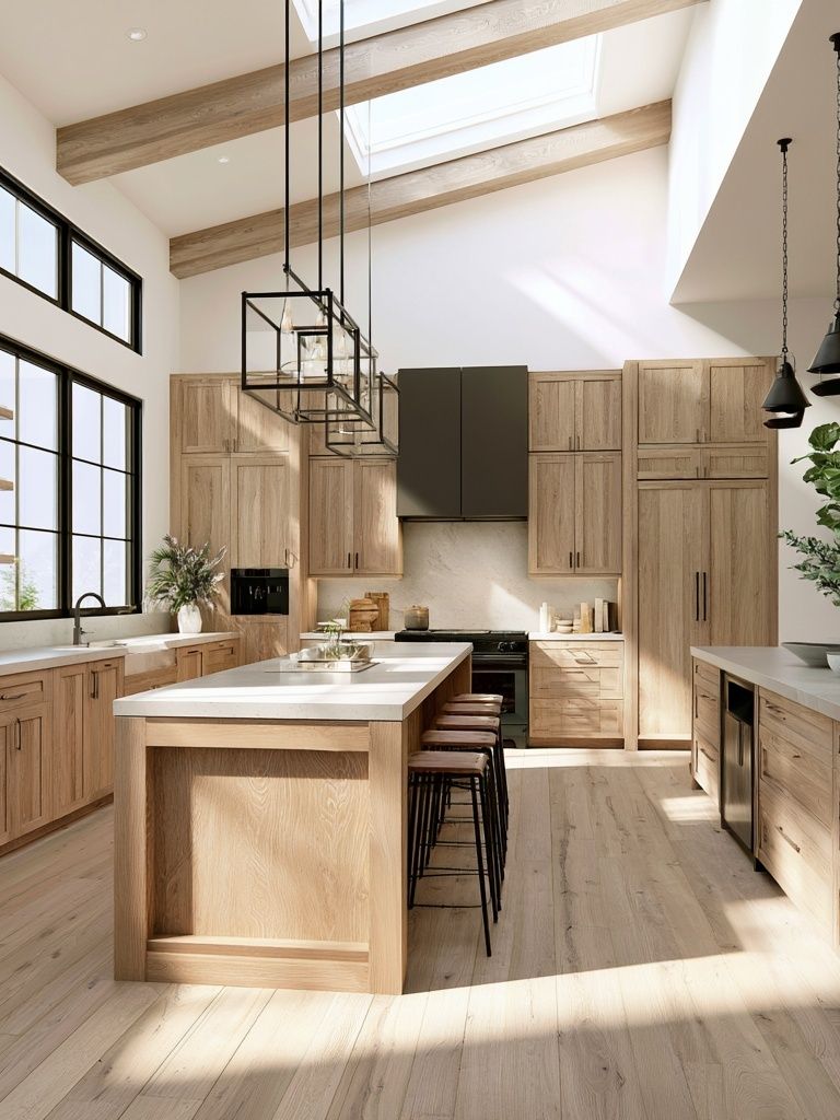 Modern Sunlit Kitchen Interior Print. poster detail