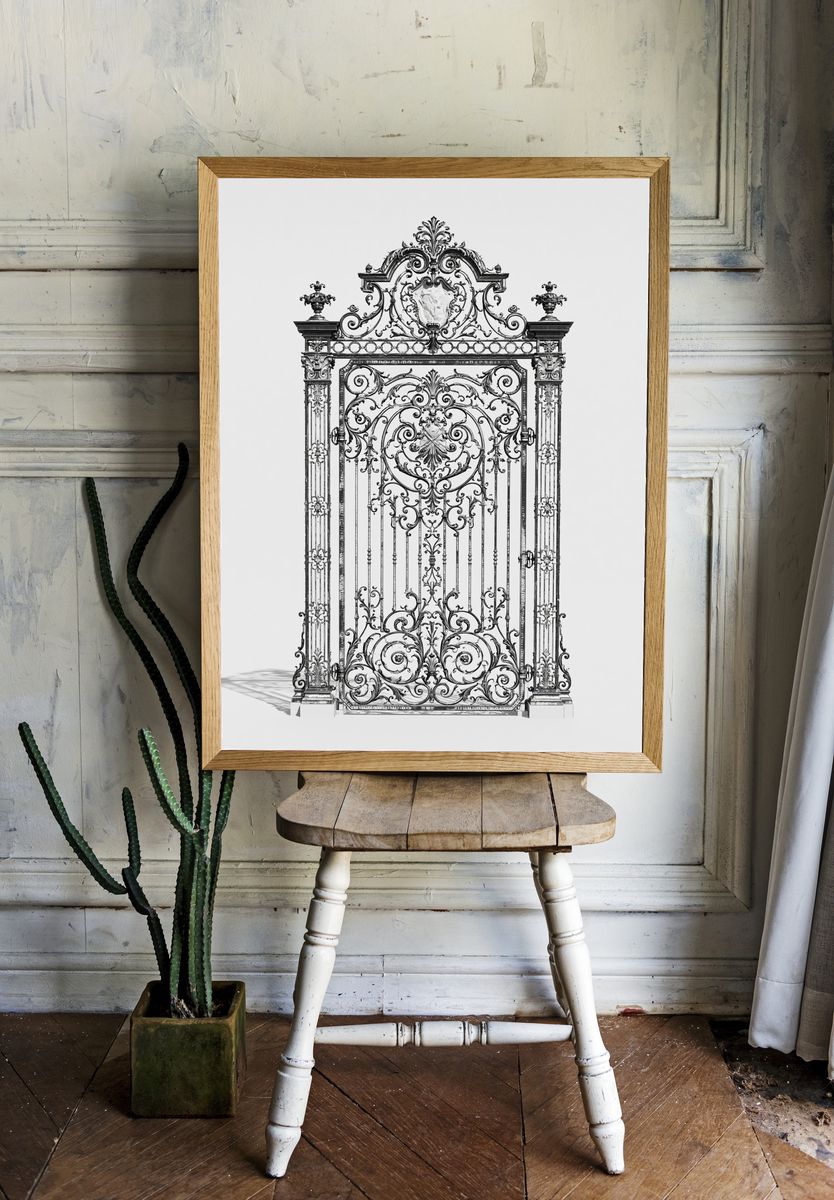 Ornate Iron Gate Photography Poster. — room view 1