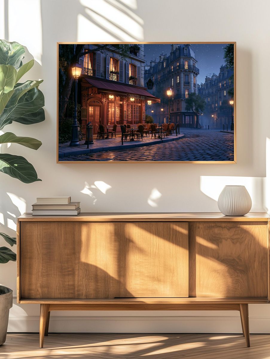 Parisian Café Nightscape Poster. — room view 3