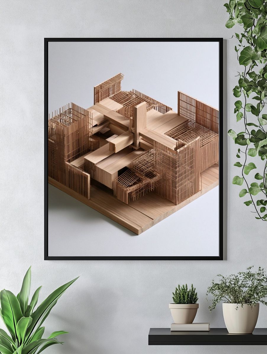 Wooden Architectural Model Print. — room view 4