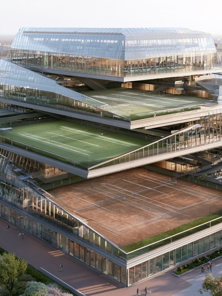 Futuristic Sports Complex Architecture Poster. poster — architecture art
