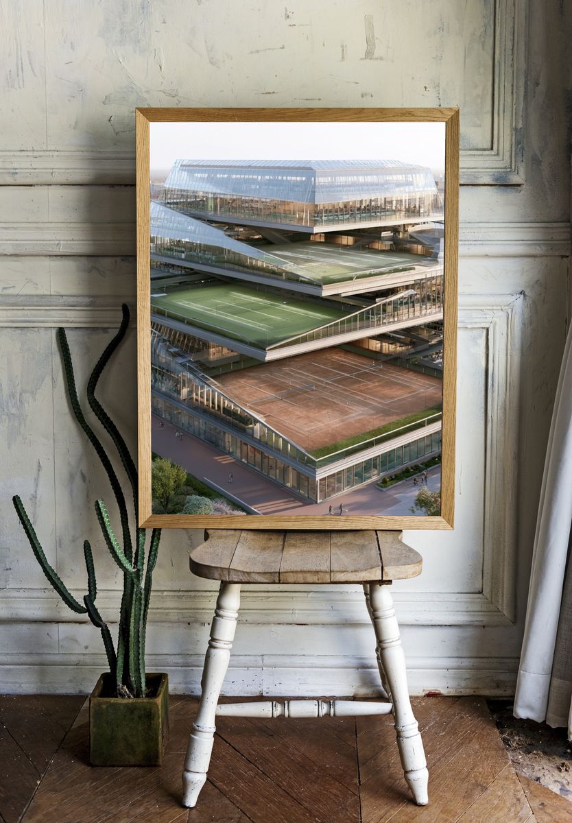 Futuristic Sports Complex Architecture Poster. — room view 1