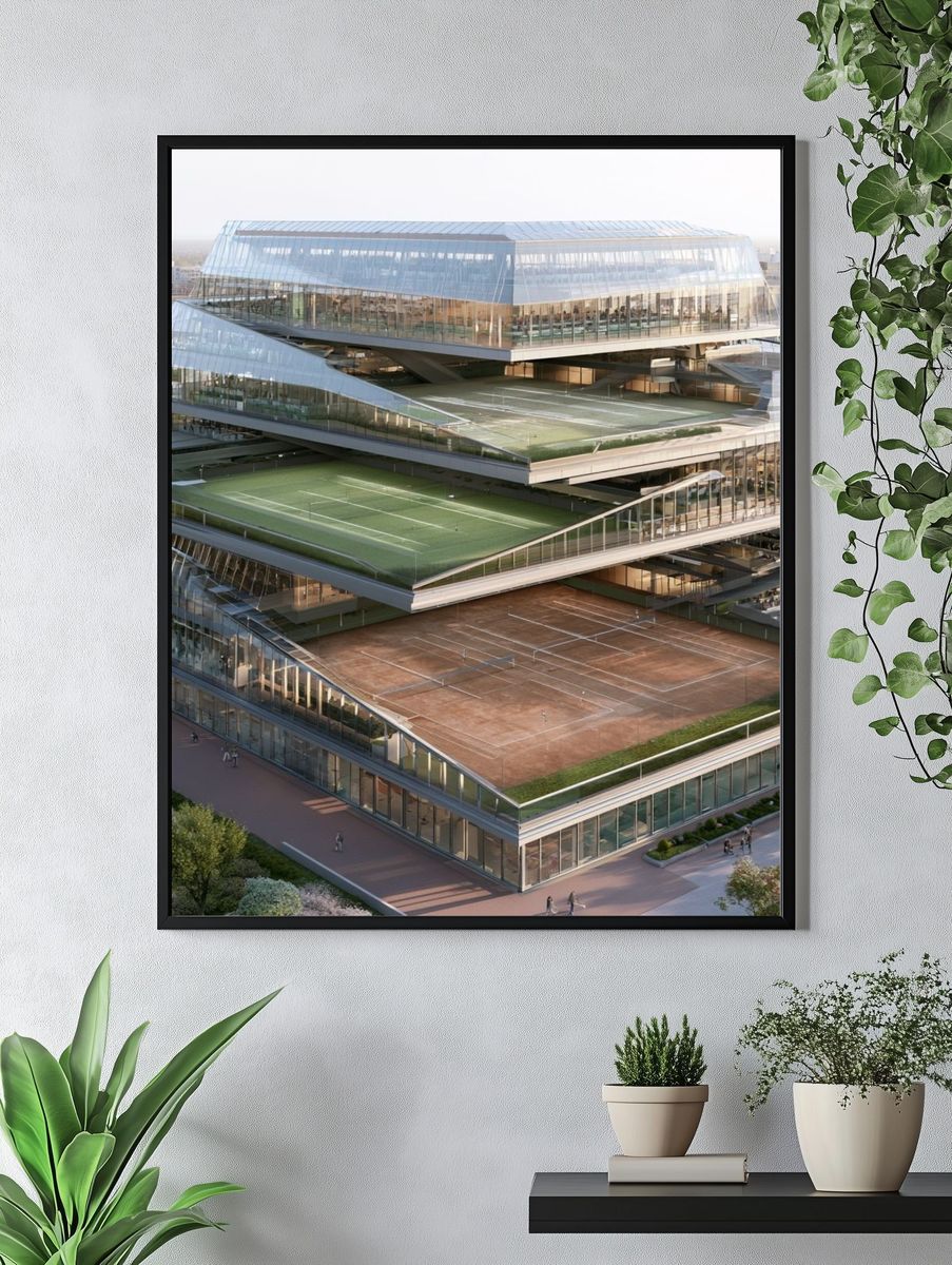 Futuristic Sports Complex Architecture Poster. — room view 4