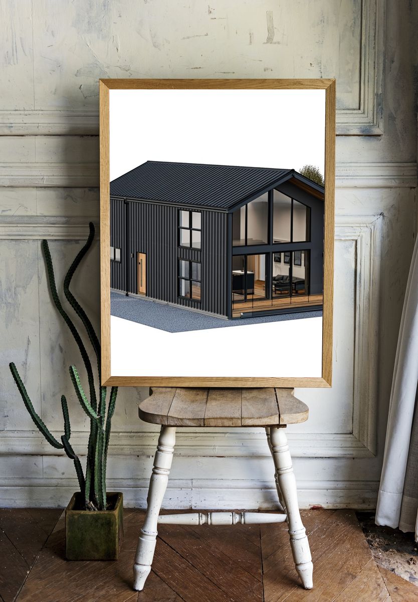 Modern Cabin Exterior Architecture Print. room preview