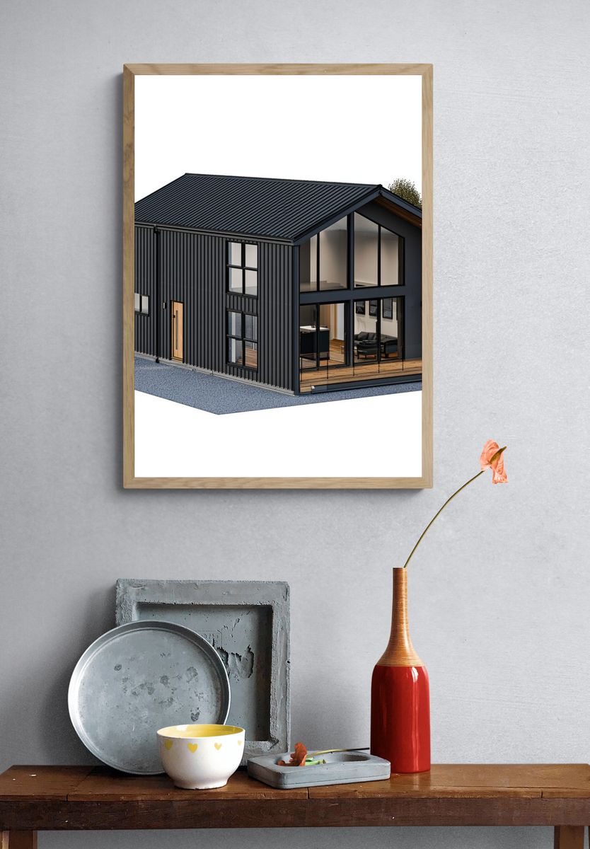 Modern Cabin Exterior Architecture Print. — room view 3